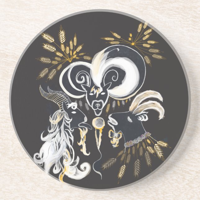 Schwarz-Weiß-Ziegenfarbe Getränkeuntersetzer (Vorne)