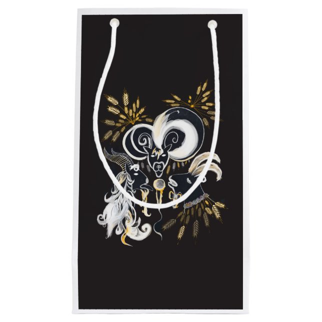 Schwarz-Weiß-Ziegenfarbe Kleine Geschenktüte (Vorderseite)