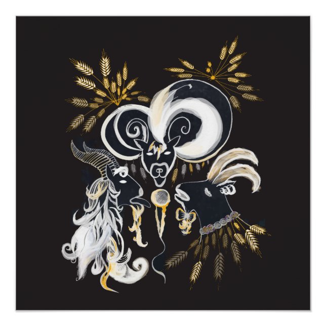 Schwarz-Weiß-Ziegenfarbe Poster (Vorderseite)