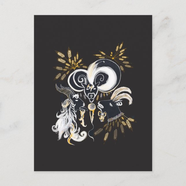 Schwarz-Weiß-Ziegenfarbe Postkarte (Vorderseite)