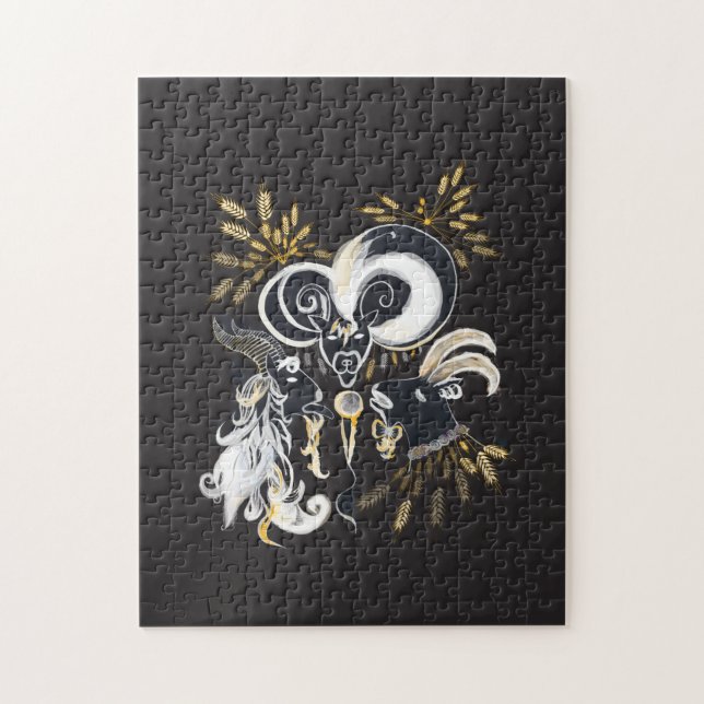 Schwarz-Weiß-Ziegenfarbe Puzzle (Vertikal)