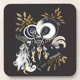 Schwarz-Weiß-Ziegenfarbe Untersetzer