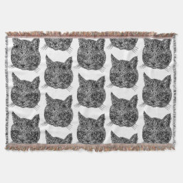 Schwarz-Weiß-Zierkatzen-Portrait Decke