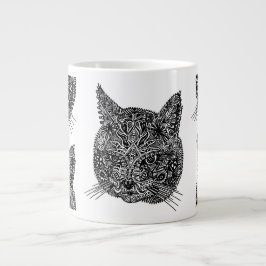 Schwarz-Weiß-Zierkatzen-Portrait Jumbo-Tasse