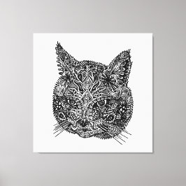 Schwarz-Weiß-Zierkatzen-Portrait Leinwanddruck