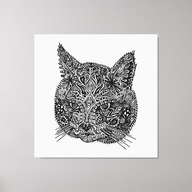 Schwarz-Weiß-Zierkatzen-Portrait Leinwanddruck (Vorderseite)