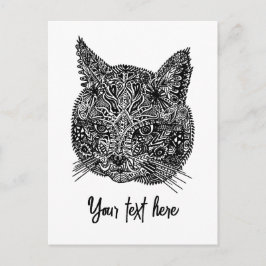 Schwarz-Weiß-Zierkatzen-Portrait Postkarte