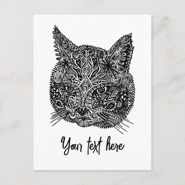 Schwarz-Weiß-Zierkatzen-Portrait Postkarte (Vorderseite)