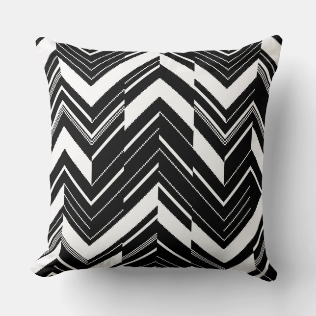 Schwarz/Weiß Zig Zag Pillow Kissen (Vorderseite)