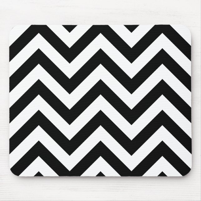Schwarz-weiß Zigzag Chevrons Muster Mousepad (Vorne)