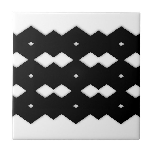 Schwarz-Weiß-Zigzag-Design Fliese (Vorderseite)