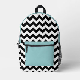 Schwarz-Weiß-Zigzag-Muster, Zickzack, blau Bedruckter Rucksack