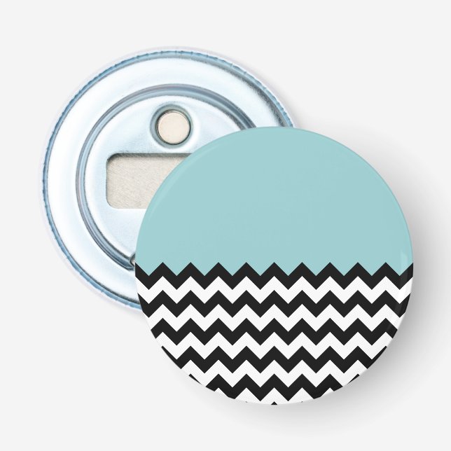 Schwarz-Weiß-Zigzag-Muster, Zickzack, blau Flaschenöffner (Vorderseite)