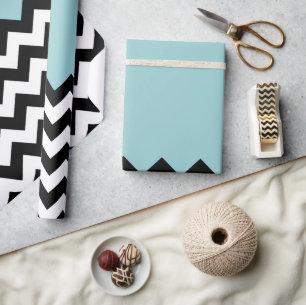 Schwarz-Weiß-Zigzag-Muster, Zickzack, blau Geschenkpapier