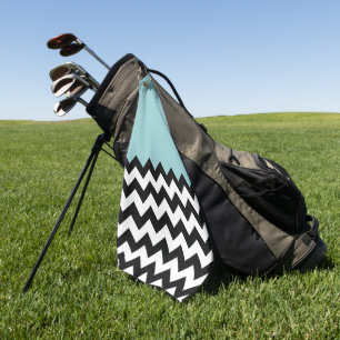 Schwarz-Weiß-Zigzag-Muster, Zickzack, blau Golfhandtuch