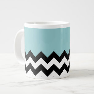 Schwarz-Weiß-Zigzag-Muster, Zickzack, blau Jumbo-Tasse