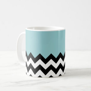 Schwarz-Weiß-Zigzag-Muster, Zickzack, blau Kaffeetasse