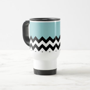 Schwarz-Weiß-Zigzag-Muster, Zickzack, blau Reisebecher