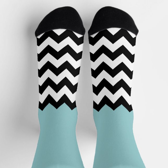 Schwarz-Weiß-Zigzag-Muster, Zickzack, blau Socken (Oben)