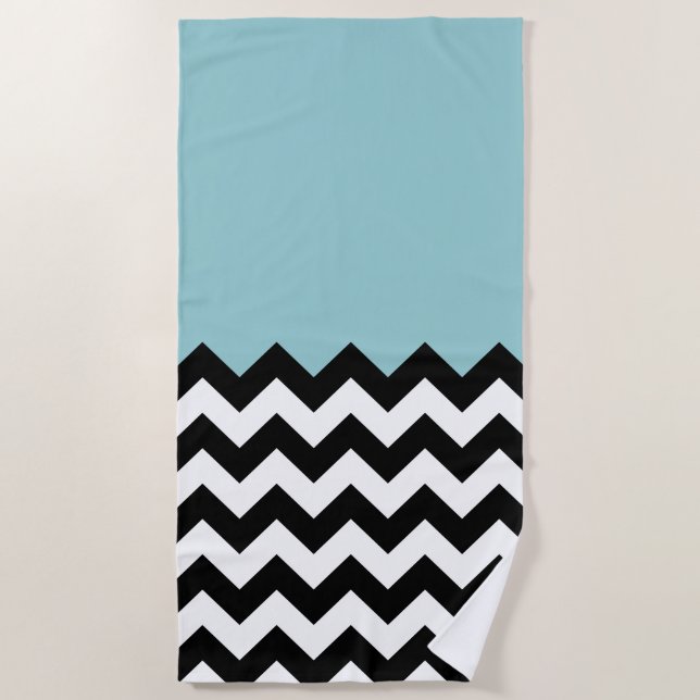 Schwarz-Weiß-Zigzag-Muster, Zickzack, blau Strandtuch (Vorderseite)