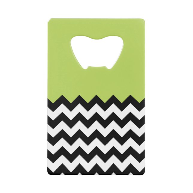 Schwarz-Weiß-Zigzag-Muster, Zickzack, grün Geldbeutel Flaschenöffner (Vorderseite)