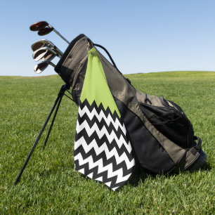 Schwarz-Weiß-Zigzag-Muster, Zickzack, grün Golfhandtuch