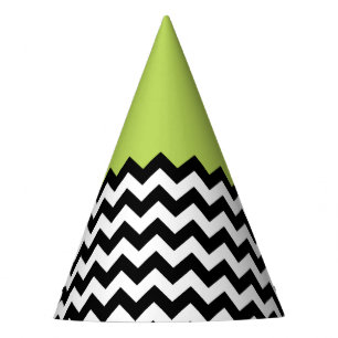 Schwarz-Weiß-Zigzag-Muster, Zickzack, grün Partyhütchen