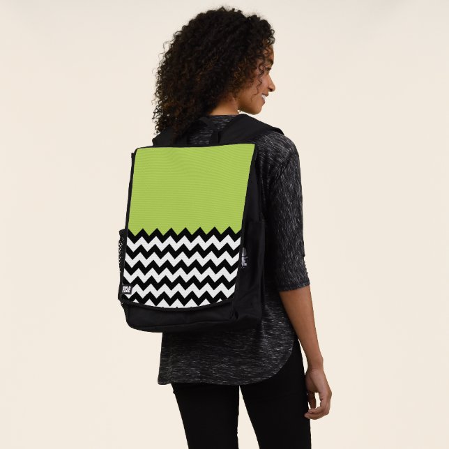 Schwarz-Weiß-Zigzag-Muster, Zickzack, grün Rucksack (Ausgewaschen)