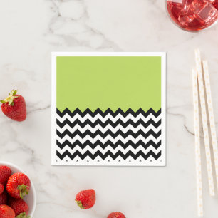 Schwarz-Weiß-Zigzag-Muster, Zickzack, grün Serviette