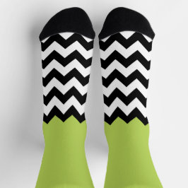 Schwarz-Weiß-Zigzag-Muster, Zickzack, grün Socken