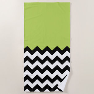Schwarz-Weiß-Zigzag-Muster, Zickzack, grün Strandtuch