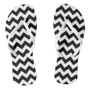 Schwarz-Weiß-Zigzag-Muster, Zickzack Muster Flip Flops