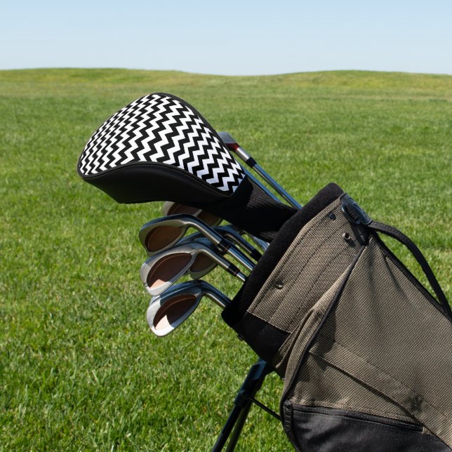 Schwarz-Weiß-Zigzag-Muster, Zickzack Muster Golf Headcover (In SItu)