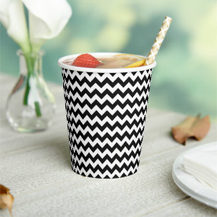 Schwarz-Weiß-Zigzag-Muster, Zickzack Muster Pappbecher