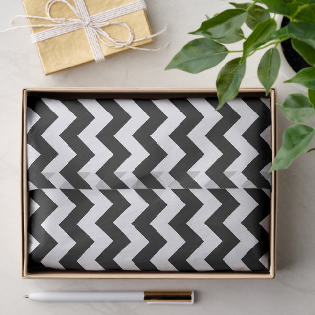 Schwarz-Weiß-Zigzag-Muster, Zickzack Muster Seidenpapier (Geschenk)