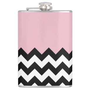 Schwarz-Weiß-Zigzag-Muster, Zickzack, rosa Flachmann