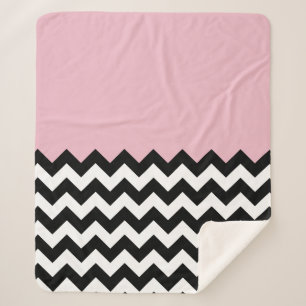 Schwarz-Weiß-Zigzag-Muster, Zickzack, rosa Sherpadecke