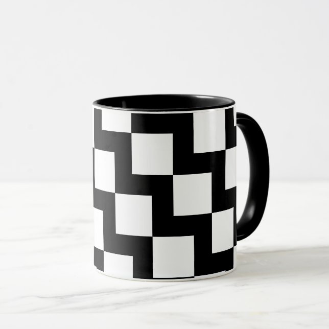 Schwarz-weiß ZigZag Tasse (VorderseiteRechts)