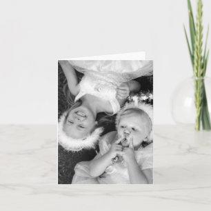 Schwarz-Weiß, zwei lachende Mädchen Karte