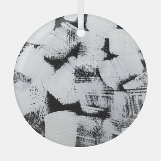Schwarz-weiße, abstrakt gestrichene Leinwand. Ornament Aus Glas