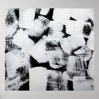 Schwarz-weiße, abstrakt gestrichene Leinwand.
