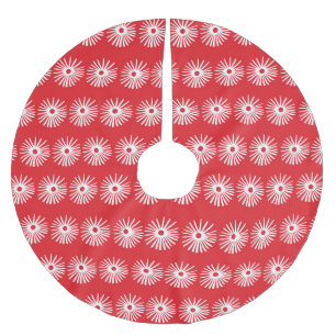 Schwarz-weiße, abstrakte Blumenstruktur. Polyester Weihnachtsbaumdecke