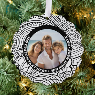 Schwarz-weiße Abstrakte Färbung - Foto zu Weihnach Ornament Karte