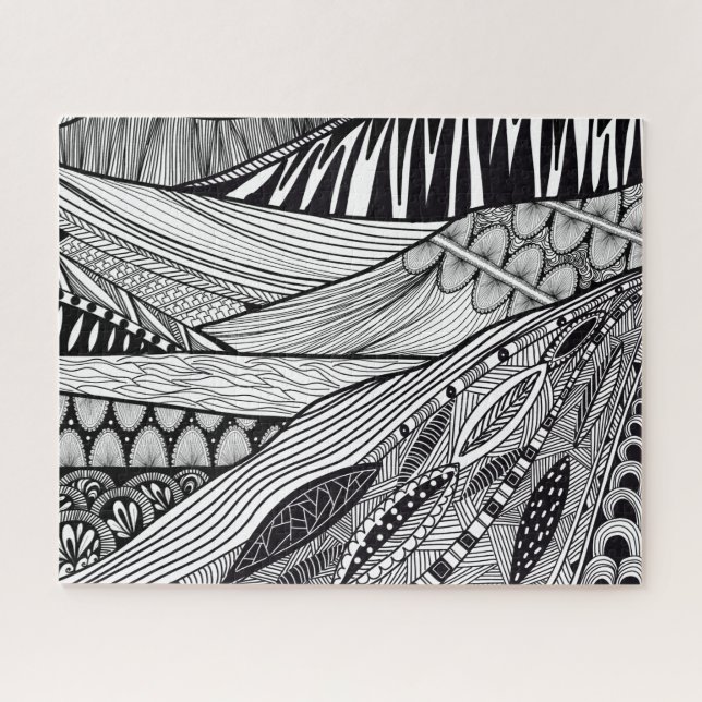Schwarz-weiße abstrakte Landschaft Puzzle (Horizontal)