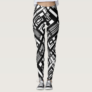 Schwarz-weiße abstrakte Leggings