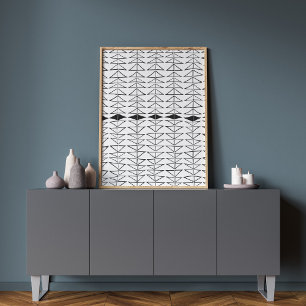 Schwarz-weiße Abstrakte Linien Formen Quirky Muste Poster