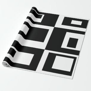Schwarz-weiße abstrakte Quadrate Geschenkpapier