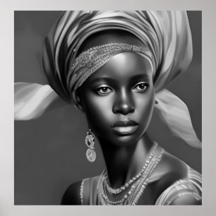 Schwarz Weiße Afrikanische Frauen Mädchen monochro Poster