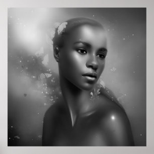 Schwarz Weiße Afrikanische Frauen Schmetterling mo Poster