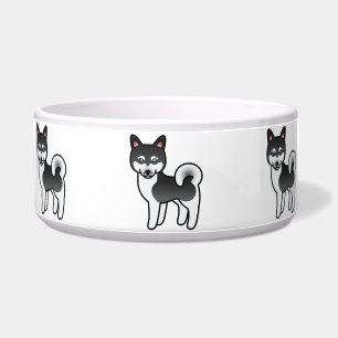Schwarz-weiße Alaskan Klee Kai-Hundeillustration Napf